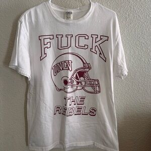 Port and Company White Tee with Maroon Print